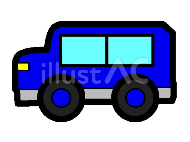 青色のデフォルメした車アイコン 車,乗物,デフォルメのイラスト素材