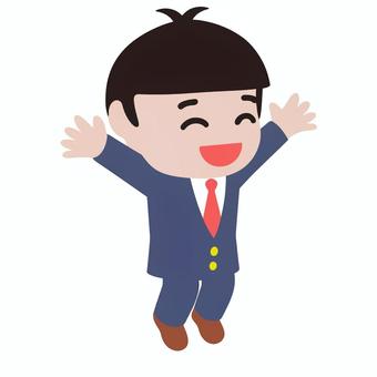 喜ぶビジネスマン ビジネスマン,喜び,笑顔,成功,達成,ガッツポーズ,ポジティブ,達成感,満足,安心のイラスト素材