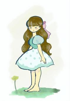 女の子 女の子,かわいい,ゆるふわ,手描き,水彩のイラスト素材