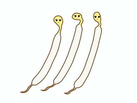 ジト目のもやしアイコン 野菜,もやし,かわいい,アイコン,顔,シンプル,手描き,ジト目,ベタ塗り,キャラクターのイラスト素材