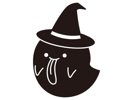 シルエットのハロウィンおばけ おばけ,ゴースト,ハット,帽子,白黒,シルエット,シンプル,ワンポイント,アイコン,かわいいのイラスト素材