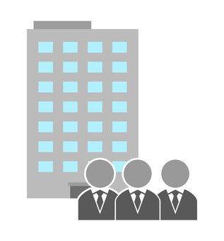 ビルとネクタイの三人 会社,会社員,ビル,人物,スーツ,ビジネス,雇用,ビジネスマン,企業,ネクタイのイラスト素材