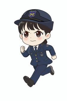 警備員　走る 警備員,女子,走る,制服,女性,仕事のイラスト素材