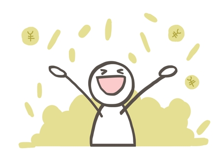 棒人間　大儲け 棒人間,人,儲ける,大儲け,ボロ儲け,大金,お金,富豪,金持ち,博打のイラスト素材