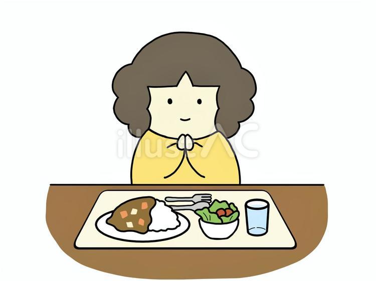 いただきますする人 いただきます,給食,食事のイラスト素材