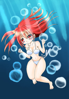 海水浴 海水浴,夏,海,水中,女の子のイラスト素材