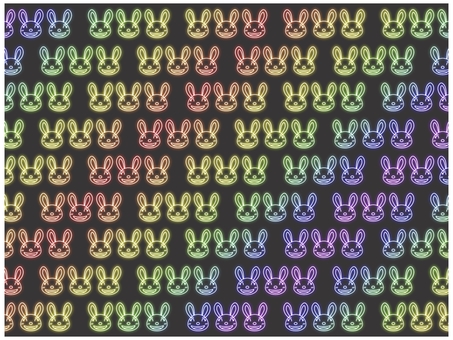 ウサギの壁紙　ネオン ウサギ,うさぎ,壁紙,背景,ポストカード,柄,パターン,グラデーション,虹色,レインボーのイラスト素材