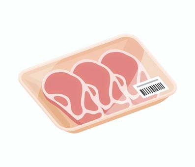 豚肉パック,フラットイラスト 豚肉,ロース,スーパー,食品,生鮮品,シンプル,ベクター,アイコン,フラット,イラストのイラスト素材