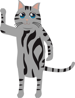 猫立ち上がるキャラ 猫,立ち上がる,かわいい,目,野良,ペット,尻尾,サバトラ,キャラのイラスト素材