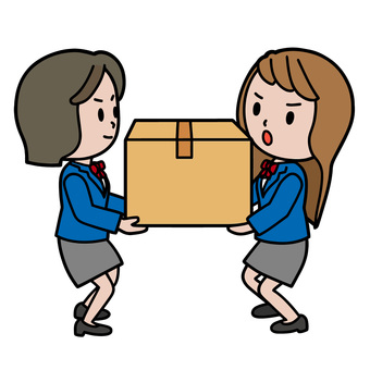 持ち上げる人 段ボール,手渡し,運搬,荷物,女子高生,制服,高校,中学のイラスト素材