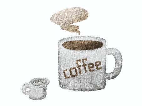 文字入マグカップに入ったコーヒーとミルク マグカップ,コーヒー,coffee,ホットコーヒー,ホット,ブレンド,ミルク,飲み物,飲料,まったりのイラスト素材