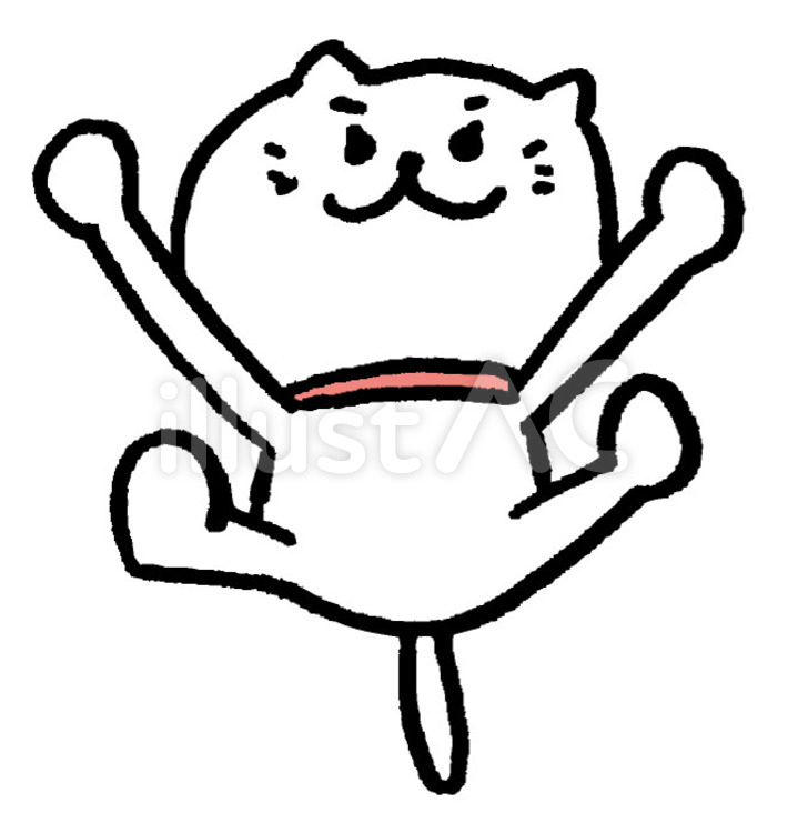 しろねこ　跳ぶ しろねこ,跳ぶ,白いのイラスト素材