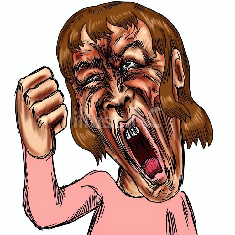 クレーマー又は講義や文句を言う女性 クレーマー,文句,抗議のイラスト素材