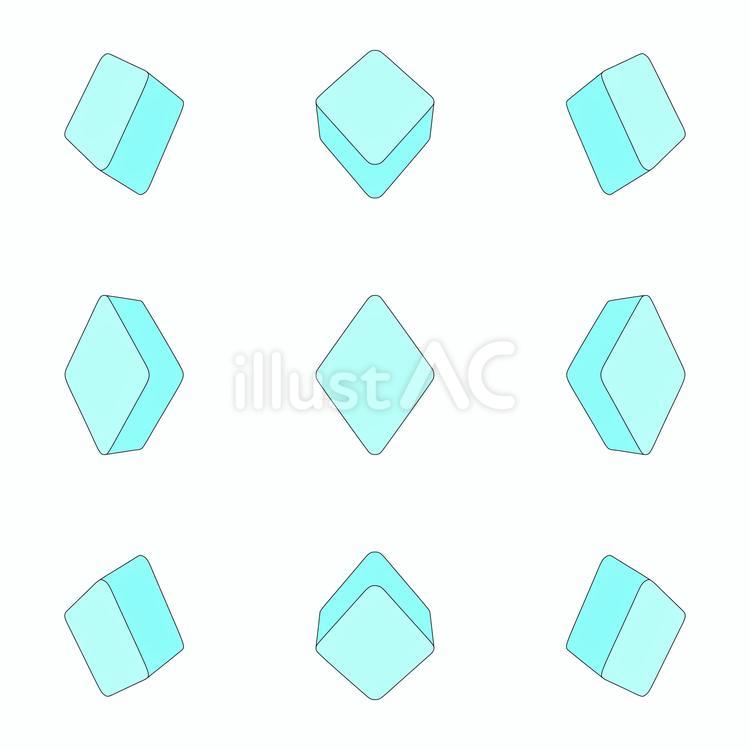 ダイヤのベクターアイコン　角度9種類 3d,ダイヤ,ポリゴンのイラスト素材