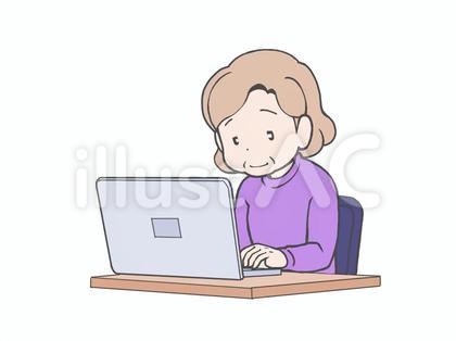 PC閲覧年配女性 主線グレー