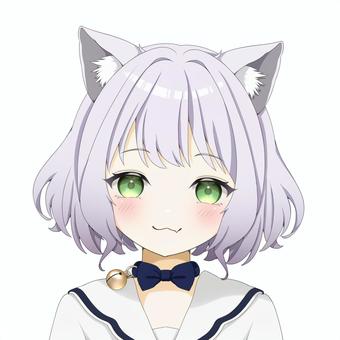 猫耳少女・白 コスプレ,女子,女の子,美少女,萌え,アイコン,かわいい,フリー,無料,萌え系のイラスト素材