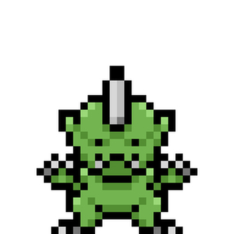 小鬼「緑」（ドット絵） 小鬼,鬼,ドット,絵,化け物,モンスター,妖怪,ゲーム,ピクセルアート,レトロのイラスト素材