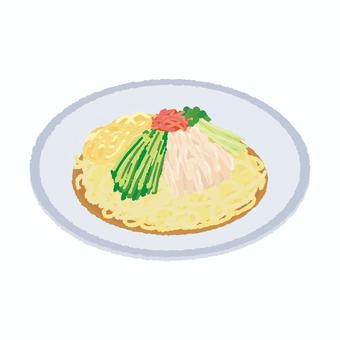 冷やし中華 冷やし中華,冷麺,麺,食事,夏,きゅうり,かいわれ,たまご,紅しょうがのイラスト素材