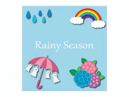 Rainy season illustration, estação chuvosa, chuva, guarda-chuva, JPG and PNG