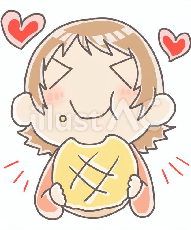 メロンパンをほおばるイラスト - No: 2377395｜無料イラスト・フリー素材なら「イラストAC」