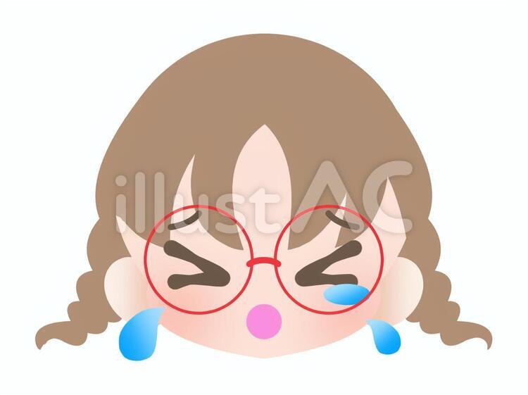 眼鏡の女の子-泣く20181001 女の子,顔,泣くのイラスト素材