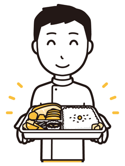  理学療法士男(黄)-071-バスト 弁当,理学療法士,整体師,白衣,医療,病院,柔道整復師,カイロプラクティック,鍼灸師,マッサージ師のイラスト素材