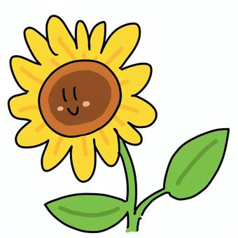 ひまわり　にこにこ ひまわり,向日葵,花,夏,黄色,植物,ニコニコ,かわいい,笑顔,シンプルのイラスト素材