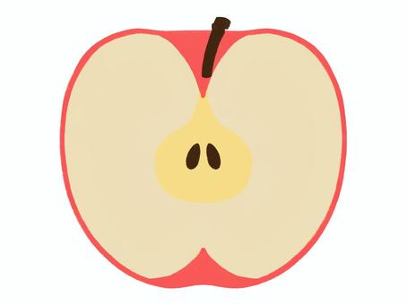 手書き_リンゴ_02 りんご,赤い果物,果実,丸い,ヘタ,甘い,酸っぱい,収穫,果樹園,健康のイラスト素材