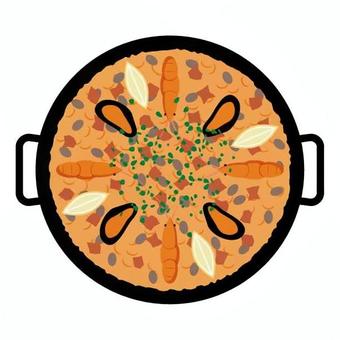 パエリア スペイン,外国,社会,パエリア,米,具材,エビ,貝,海鮮,黄色のイラスト素材