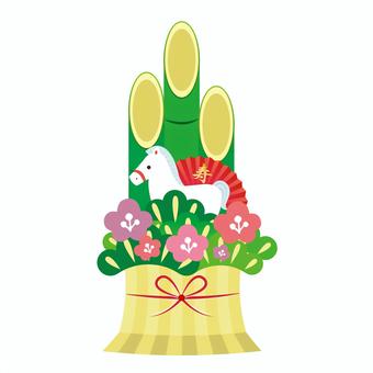 午年年賀状イラスト 白い馬がのぞく門松 午年年賀状イラスト 白い馬がのぞく門松 午,午年,年賀状,門松,馬,2026,年賀,迎春,飾り,お正月のイラスト素材