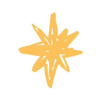 ラフな手描き風の黄色い星マーク 手描き,星,マーク,黄色,目立つ,ポップ,シンプル,イラスト,ラフ,線画のイラスト素材