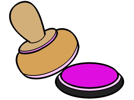 スタンプのセットアイコン『紫』 スタンプ,押す,道具,インク,スタンプ台,文具,モチーフ,カラー,セット,挿絵のイラスト素材