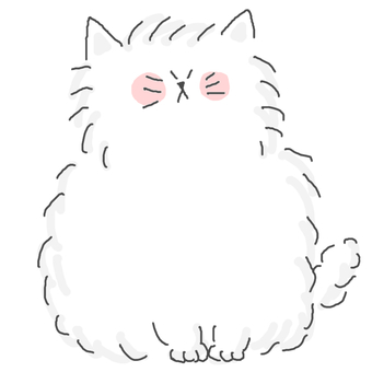 ふわふわねこちゃん♪ かわいい,ふわふわ,もこもこ,ねこ,どうぶつ,いきもの,ペット,座る,しっぽ,白のイラスト素材