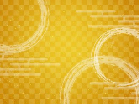 Japanese pattern background with golden checkered pattern Japanese clouds and water ripples, , JPG