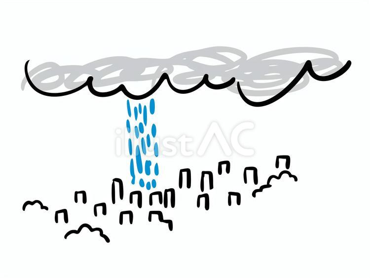 局地的大雨 ゲリラ豪雨,地球温暖化,気候変動のイラスト素材