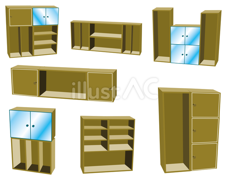 収納家具いろいろ 収納,家具,棚のイラスト素材