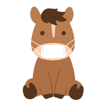 マスクをした馬のイラスト 馬,マスク,風邪,病気,病院,医療,かわいい,ほのぼの,ほんわか,ゆるいのイラスト素材