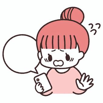 スマホトラブルのセットイラスト 女性,スマホ,手書き,人物,人,線画,かわいい,ほっこり,ベクター,ひとりのイラスト素材