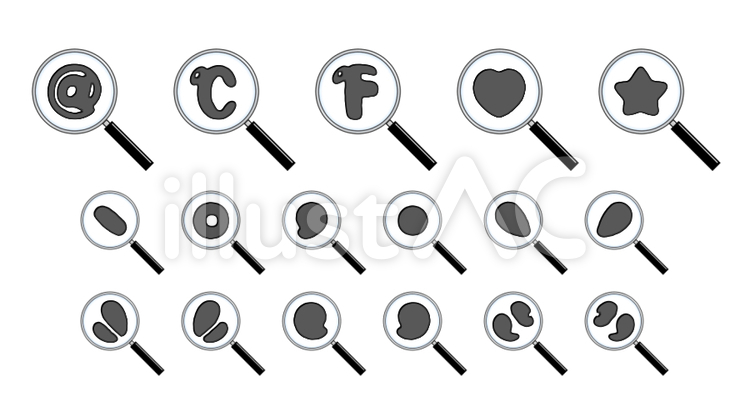 虫眼鏡文字(左向･拡大･記号3) 装飾,虫眼鏡,アットマークのイラスト素材