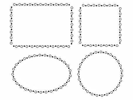 モノクロのドットライン装飾フレームセット フレーム,飾り枠,ドット,丸,四角,正方形,ライン,背景,タイトル,ロゴのイラスト素材