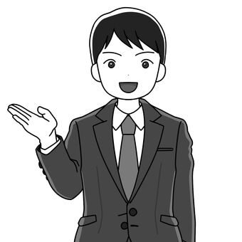 説明する男性教諭・講師2_白黒 学校,小学校,中学校,高校,先生,教師,講師,教諭,解説,説明のイラスト素材