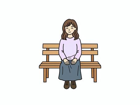 ベンチに座る女性 女性,ベンチ,座る,公園,休憩,カジュアル,リラックス,笑顔のイラスト素材