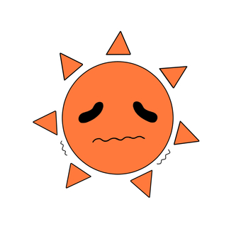 悲しい太陽 悲しい太陽 デフォルメ,太陽,悲しい,天気,晴れ,気候のイラスト素材