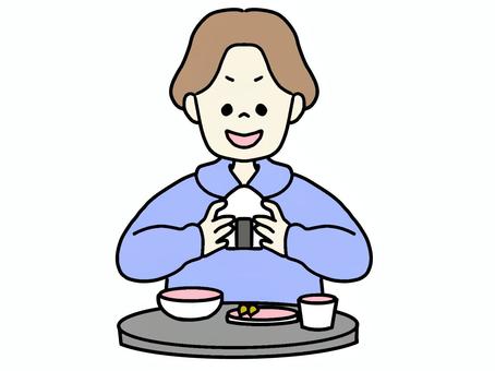 朝ごはんにおにぎりを食べる男性 朝食,昼食,夕食,男性,男の子,人物,男,おにぎり,おむすび,米のイラスト素材