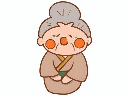 昔話風のおばあちゃんイラスト 昔話,おばあちゃん,老婆,シニア,高齢者,和風,日本,昔話風,童話,かわいいのイラスト素材