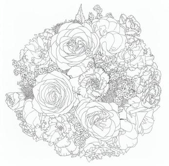 生花の塗り絵 生花,塗り絵,花,薔薇,植物のイラスト素材