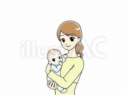 赤ちゃんを抱くママ_上半身①