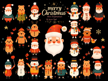 クリスマスミニイラストセット ci003 クリスマス,サンタクロース,クリスマスツリー,クリスマスプレゼント,クリスマスリース,サンタ,オーナメント,プレゼント,リース,クリスマスケーキのイラスト素材