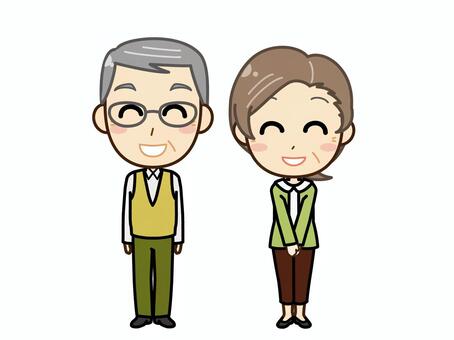 Senior man and woman _ whole body _ smile, senior, old man, whole body, JPG, PNG and EPS