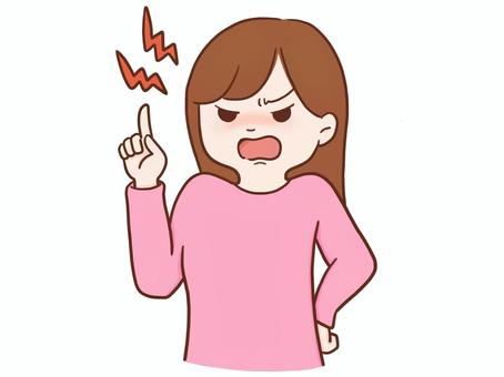 怒っている女性(カラー) 女性,女の子,人物,上半身,怒る,キレる,激怒,注意,忠告,クレームのイラスト素材